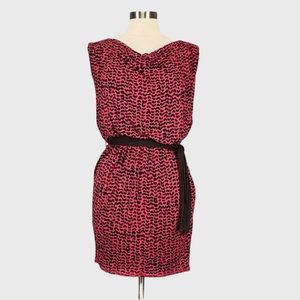 Rachel Roy Womens Sleeveless Cowl Neck Belted Dress Red Animal Print size Small